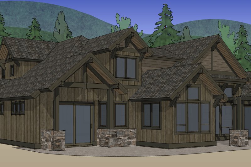 Home Plan - Exterior - Rear Elevation 1 for Craftsman House Plan #892-4 - 4 bed, 4 bath