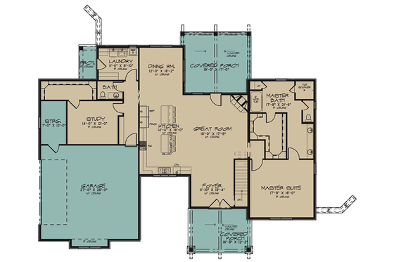 Floor Plan - Main Floor for Craftsman House Plan #923-72 - 4 bed, 3.5 bath