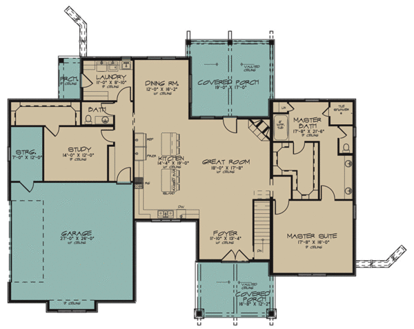 House Design - Craftsman Floor Plan - Main Floor Plan #923-72