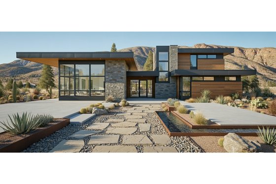 House Plan Design - Exterior - Front Elevation for Modern House Plan #892-32 - 4 bed, 4.5 bath