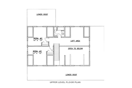 Floor Plan - Upper Floor for Log House Plan #117-555 - 4 bed, 3 bath