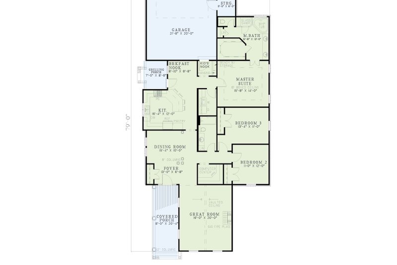 House Design - Exterior - Front Elevation 4 for Country House Plan #17-1030 - 3 bed, 2 bath