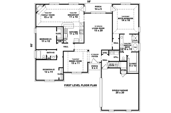 Floor Plan - Main Floor for European House Plan #81-1102 - 3 bed, 3 bath