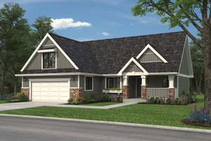 Exterior - Front Elevation 4 for Farmhouse House Plan #18-1054 - 2 bed, 2 bath