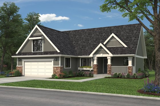 Exterior - Front Elevation 4 for Farmhouse House Plan #18-1054 - 2 bed, 2 bath