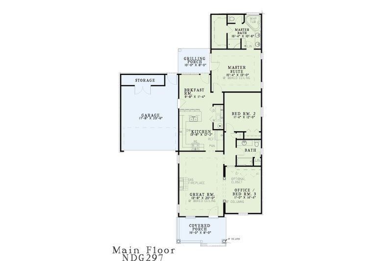 House Plan Design - Floor Plan - Main Floor for Country House Plan #17-2660 - 3 bed, 2 bath