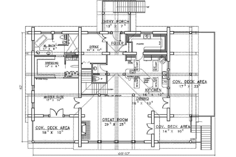 Home Plan - Floor Plan - Main Floor for Log House Plan #117-115 - 3 bed, 3 bath