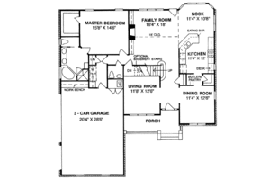 Floor Plan - Main Floor for Traditional House Plan #20-232 - 4 bed, 2.5 bath