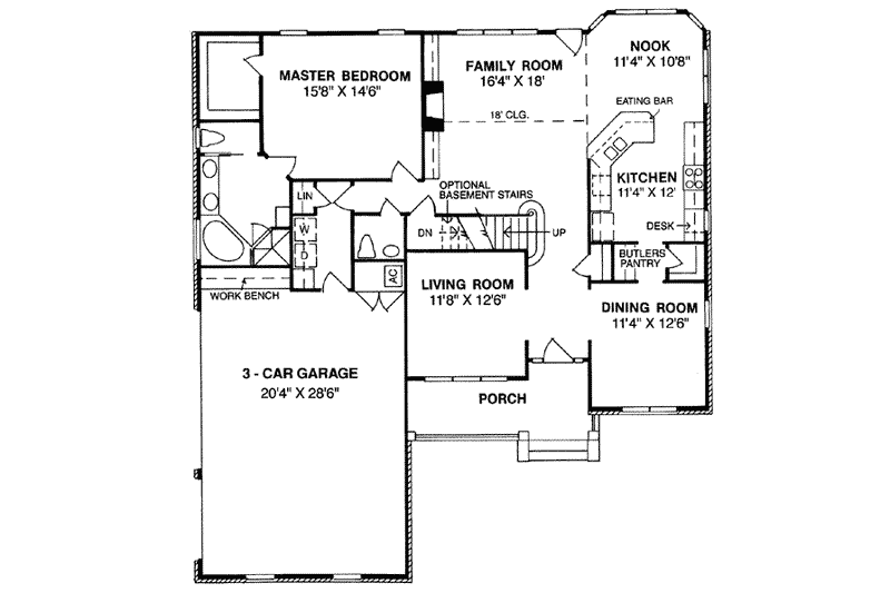 House Blueprint - Floor Plan - Main Floor for Traditional House Plan #20-232 - 4 bed, 2.5 bath