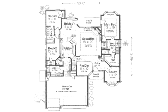 Floor Plan - Main Floor for Tudor House Plan #310-356 - 3 bed, 2.5 bath