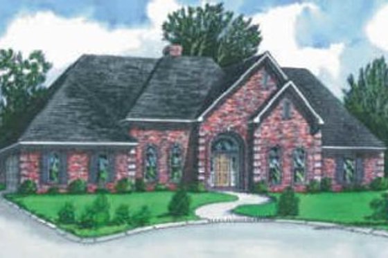 Exterior - Front Elevation for European House Plan #16-177 - 4 bed, 3 bath