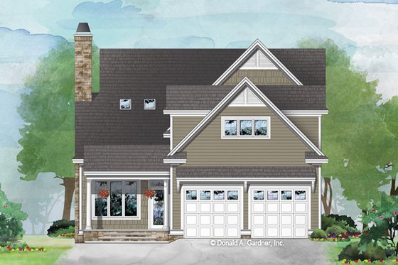 Exterior - Rear Elevation for Traditional House Plan #929-1073 - 3 bed, 2.5 bath