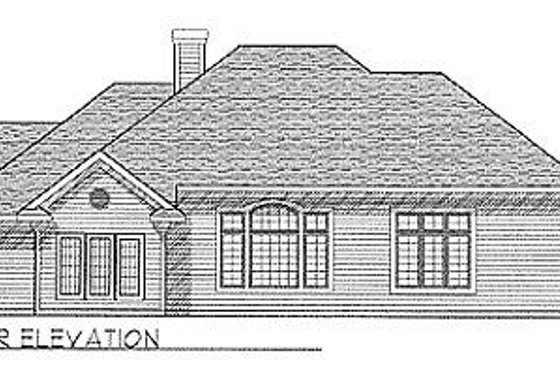 Exterior - Rear Elevation for Traditional House Plan #70-299 - 3 bed, 2 bath