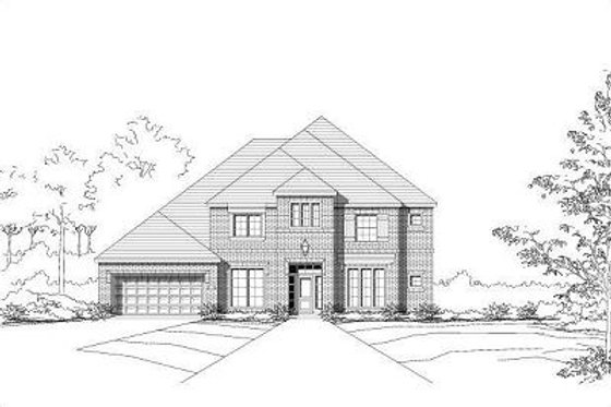 Exterior - Front Elevation for European House Plan #411-585 - 4 bed, 4.5 bath