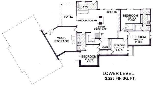 Craftsman Floor Plan - Lower Floor Plan #51-560