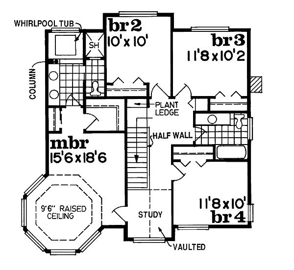 Farmhouse Floor Plan - Upper Floor Plan #47-285
