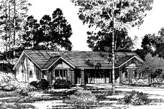 Exterior - Front Elevation for Ranch House Plan #303-123 - 2 bed, 1.5 bath