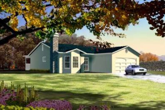 Exterior - Front Elevation for Adobe / Southwestern House Plan #1-173 - 3 bed, 2.5 bath