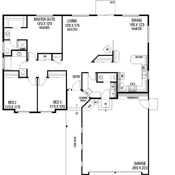 Ranch Floor Plan - Main Floor Plan #60-350