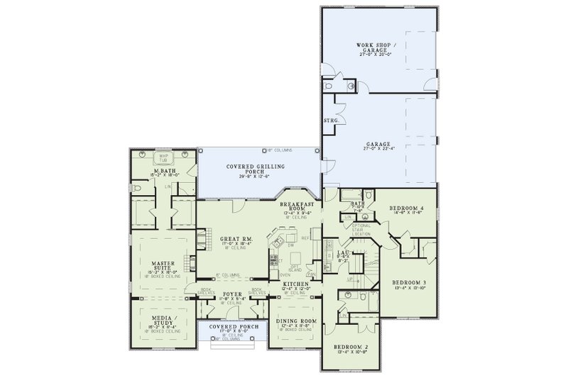 Dream House Plan - Floor Plan - Main Floor for European House Plan #17-651 - 4 bed, 3.5 bath