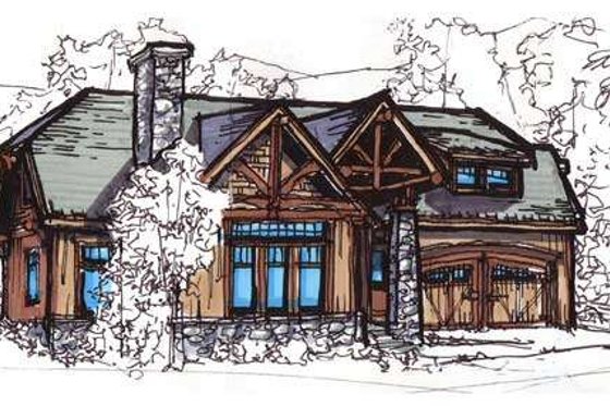 Exterior - Front Elevation 6 for European House Plan #17-2257 - 3 bed, 2 bath