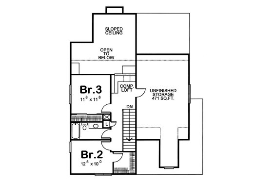Floor Plan - Upper Floor for Country House Plan #20-1227 - 3 bed, 3 bath