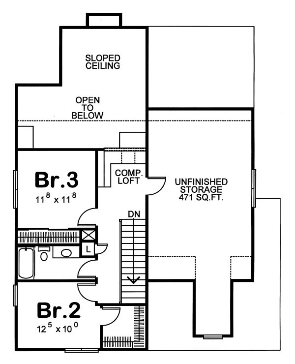 Country Floor Plan - Upper Floor Plan #20-1227