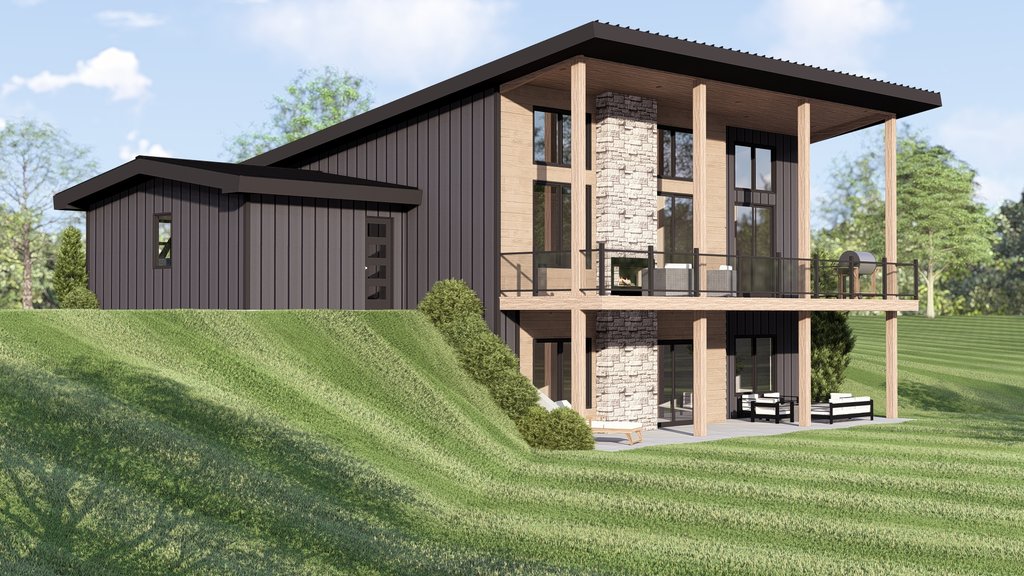 Exterior - Rear Elevation for Contemporary House Plan #1064-459 - 2 bed, 2 bath