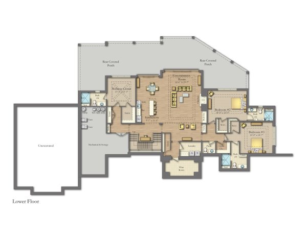 Home Plan - Floor Plan - Lower Floor for Modern House Plan #1057-50 - 4 bed, 4.5 bath
