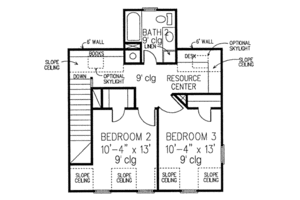 Floor Plan - Upper Floor for European House Plan #410-356 - 3 bed, 3.5 bath