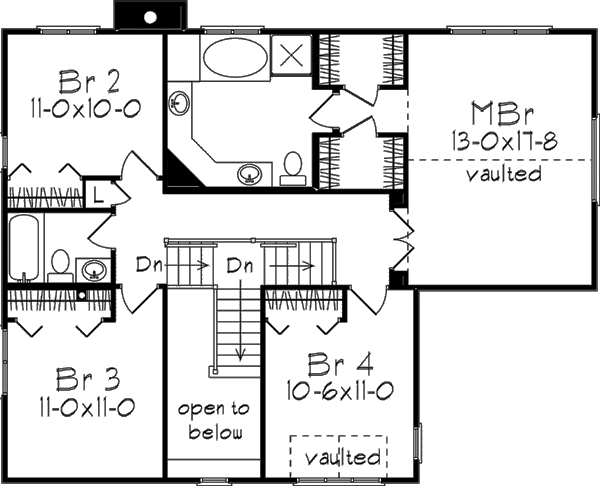 European Floor Plan - Upper Floor Plan #57-126