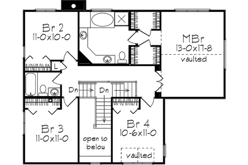 Dream House Plan - Floor Plan - Upper Floor for European House Plan #57-126 - 4 bed, 2.5 bath