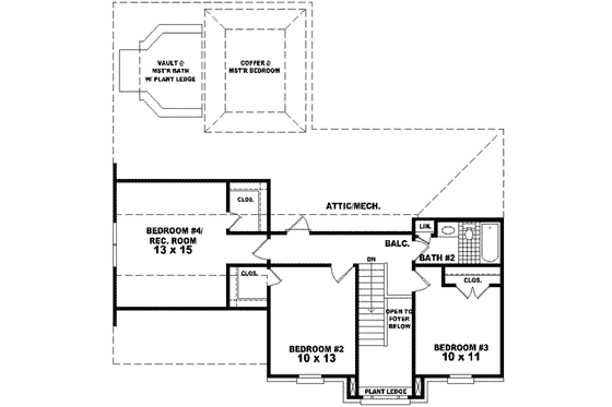 Floor Plan - Upper Floor for European House Plan #81-479 - 3 bed, 2.5 bath