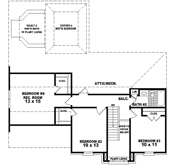 European Floor Plan - Upper Floor Plan #81-479