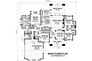 Floor Plan - Main Floor for Craftsman House Plan #51-572 - 4 bed, 3 bath