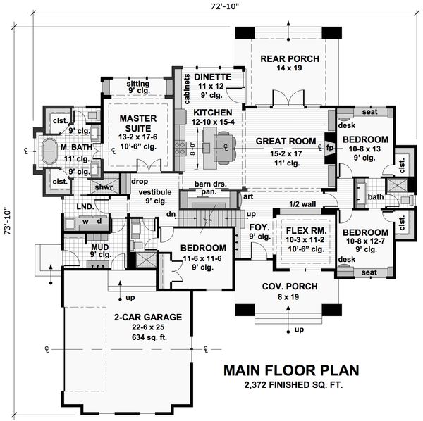 Craftsman Floor Plan - Main Floor Plan #51-572