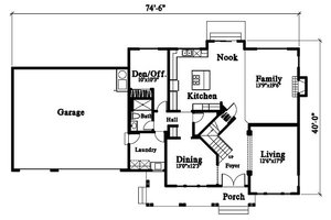 Floor Plan - Main Floor for Craftsman House Plan #78-217 - 3 bed, 3 bath