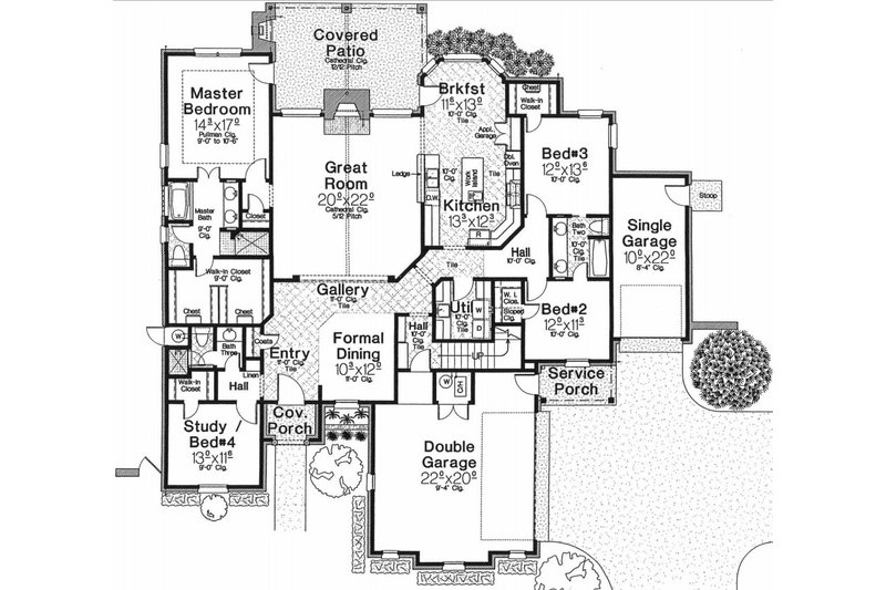 Architectural House Design - Floor Plan - Main Floor for European House Plan #310-667 - 4 bed, 3 bath