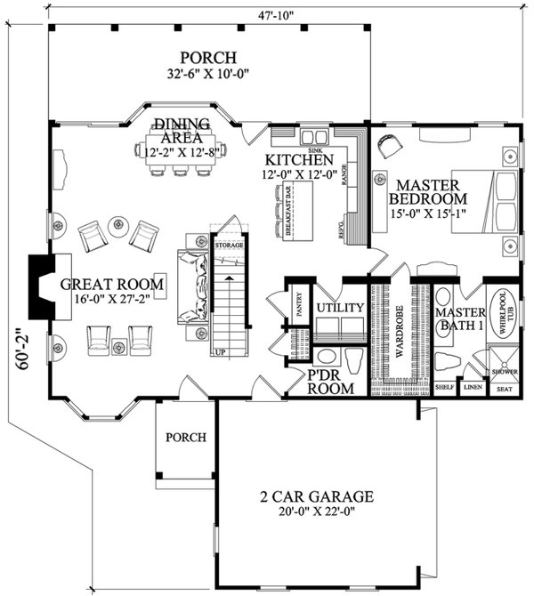 House Blueprint - Craftsman Floor Plan - Main Floor Plan #137-401