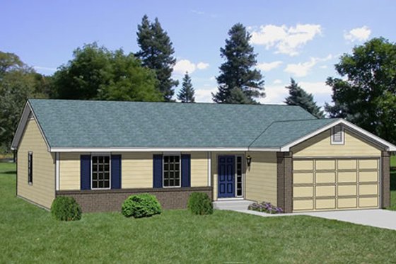Exterior - Front Elevation for Ranch House Plan #116-176 - 4 bed, 2 bath