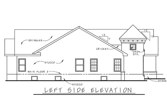 Exterior - Other Elevation for European House Plan #20-1721 - 3 bed, 2 bath