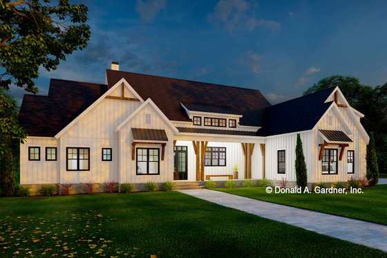 Exterior - Front Elevation 3 for Farmhouse House Plan #929-1190 - 4 bed, 4 bath