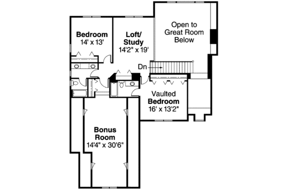 Floor Plan - Upper Floor for European House Plan #124-339 - 3 bed, 3.5 bath