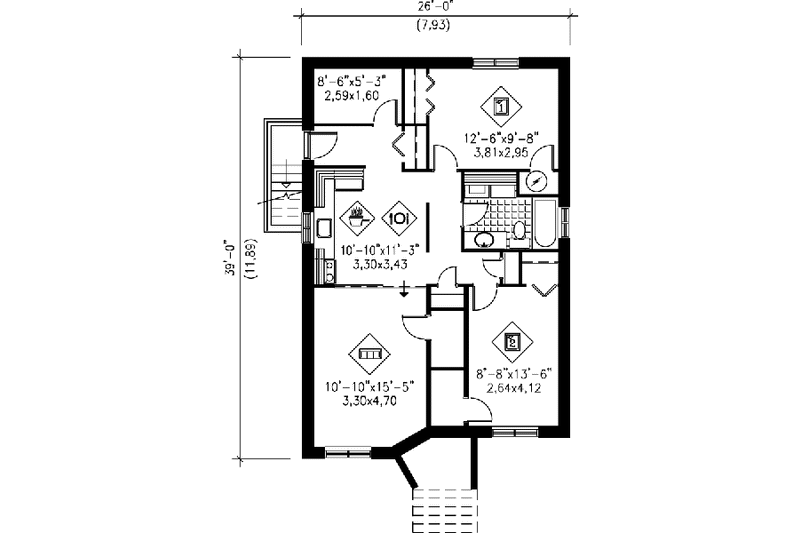 Dream House Plan - Floor Plan - Lower Floor for Contemporary House Plan #25-373 - 2 bed, 1 bath