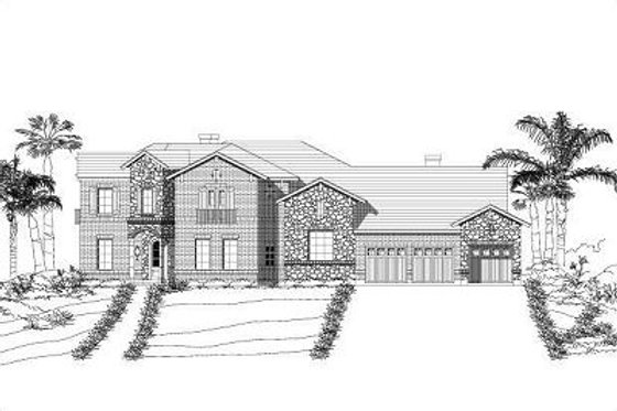 Exterior - Front Elevation for European House Plan #411-637 - 4 bed, 3.5 bath