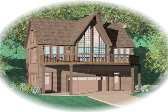 Exterior - Front Elevation for European House Plan #81-13665 - 2 bed, 2 bath