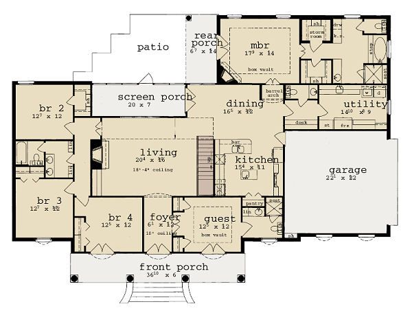 House Plan Design - European Floor Plan - Main Floor Plan #36-466