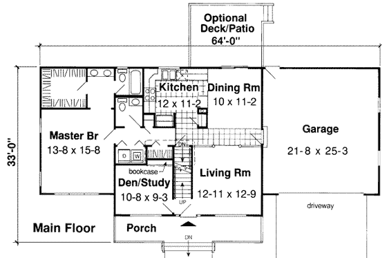 Floor Plan - Main Floor for Traditional House Plan #312-368 - 3 bed, 2.5 bath