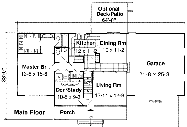 Floor Plan - Main Floor for Traditional House Plan #312-368 - 3 bed, 2.5 bath