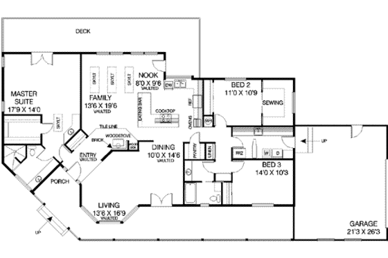 Floor Plan - Main Floor for Country House Plan #60-408 - 3 bed, 2 bath